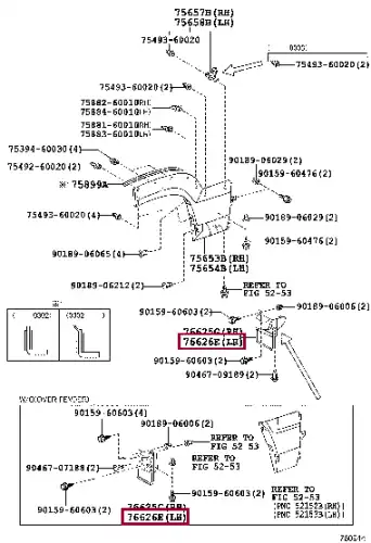 брызговик задний лев.!Toyota Land Cruiser J120 02-09 7662660170F0 TOYOTA / LEXUS