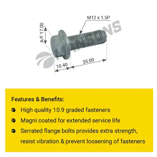 болт! кардана с буртом и накаткой M12x1.5x45/35 MAN 400.819 MANSONS
