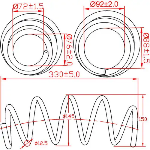 Пружина подвески передней Honda Civic 5D, L330-D145-t12,5 Z48080R ZIKMAR