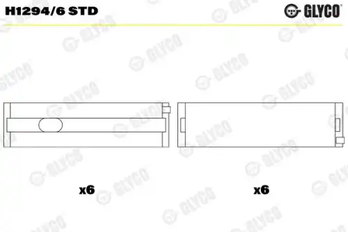 вкладыши коренные! STD (6) VW T5 2.5 TDI AXD/BPE 03-09 H1294/6 STD GLYCO