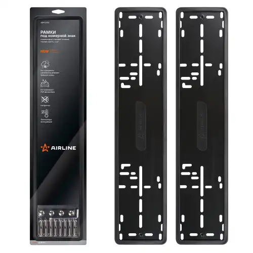 рамка под номерной знак! силиконовая с металл.основой, компл. 2 шт., черные ADFC034 AIRLINE