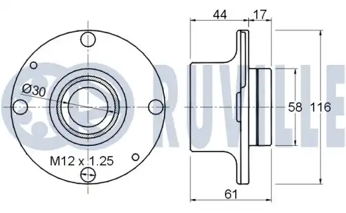 к-кт подшипника ступицы задней! Alfa Romeo 146, Fiat Bravo/Tipo 88> 220298 RUVILLE
