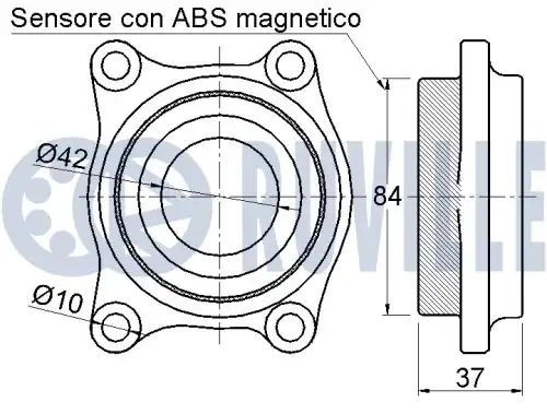 подшипник ступицы передний! Alfa Romeo 147 3.2GTA/156/166 all 98> ABS 221637 RUVILLE