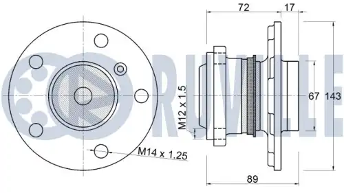 к-кт подшипника ступицы передней! в сборе со ступицей BMW X1, Mini 221906 RUVILLE