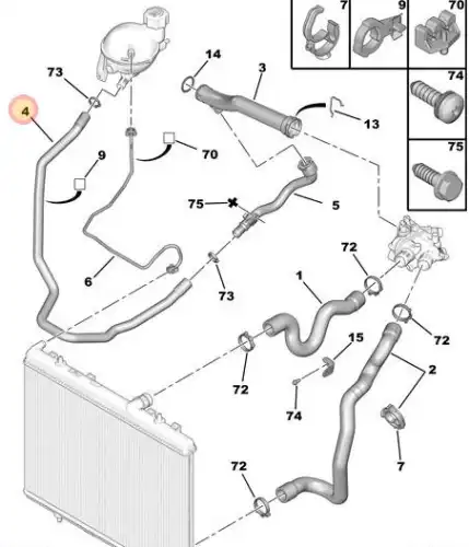 патрубок системы охлаждения! Peugeot 308 I 08-13 1317 T5 PSA