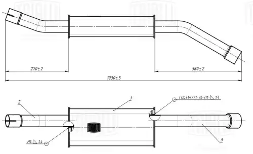 Глушитель для а/м ГАЗ 2217 Соболь (дв. 402, 406) доп. (резонатор) (алюм. сталь) (EAM 0301) TRIALLI