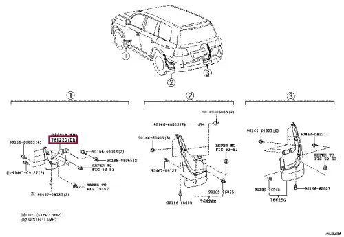 брызговик передний левый! Toyota Land Cruiser 200, Lexus LX450d/LX570 76622-60130 TOYOTA / LEXUS