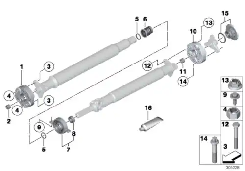 Болт с шестигранной головкой !M10x55-10-ZNS3 BMW 1' E81, E82, E87, LCI, E88, 3' E90, E9 26 11 7 551 225