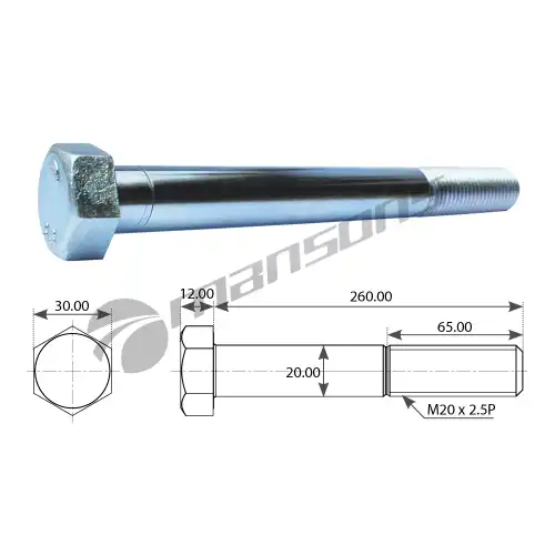 болт! М20х2.5х65 L=260 BPW M20260 MANSONS