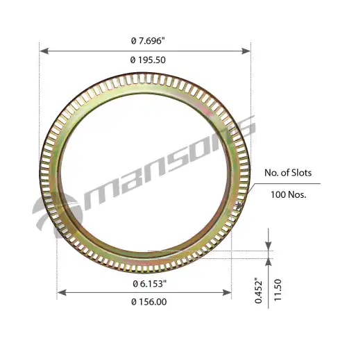 кольцо ступицы (м)! зубчатое ABS 156x195x11.5 z100 SAF 600.151 MANSONS