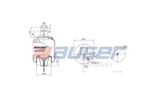Пневмоподушка AUGER AU 347023-KP02