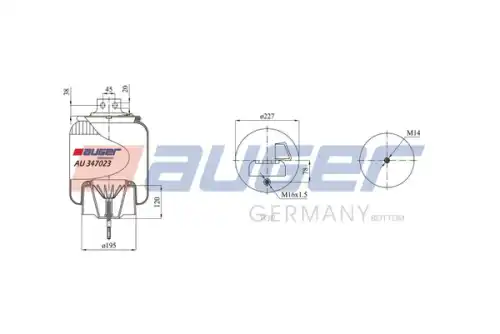Пневмоподушка AUGER AU 347023-KP03
