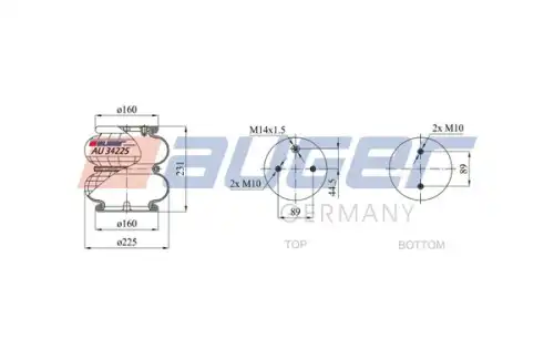 Пневмоподушка AUGER AU 34225-2P04