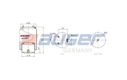 Пневмоподушка AUGER AU 34887-K03