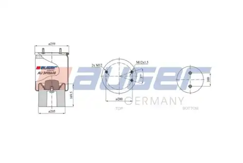 Пневмоподушка AUGER AU 3498608-KP