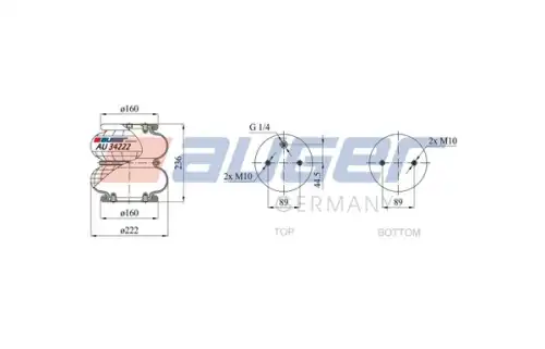 Пневмоподушка AUGER AU 34222-2P