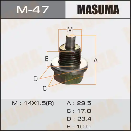 пробка сливная! с магнитом 14x1.5 Isuzu M-47 MASUMA